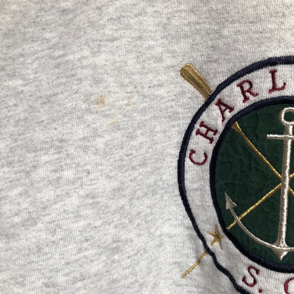 Vintage 90s Hanes Heavyweight Collared Sweatshirt Charleston, SC Anchor Unisex L - Picture 5 of 11